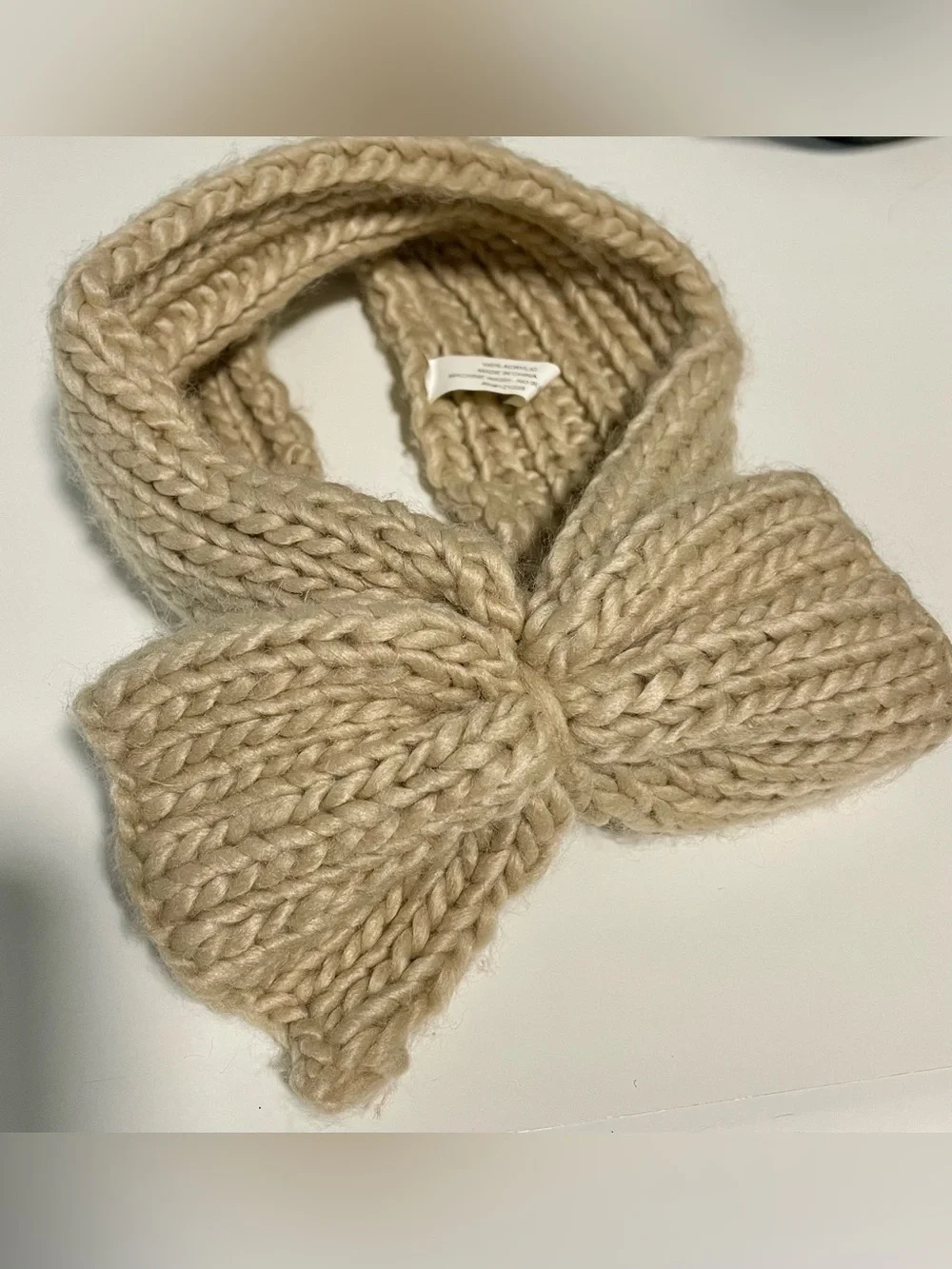 Chunky Knit Bow Headband | Cream Winter Ear Warmer | One Size